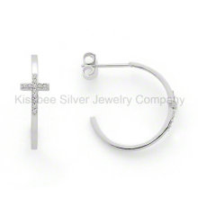 Boucles d&#39;oreilles en argent sterling avec pendentifs en argent sterling avec zircon cubique (KE3007)